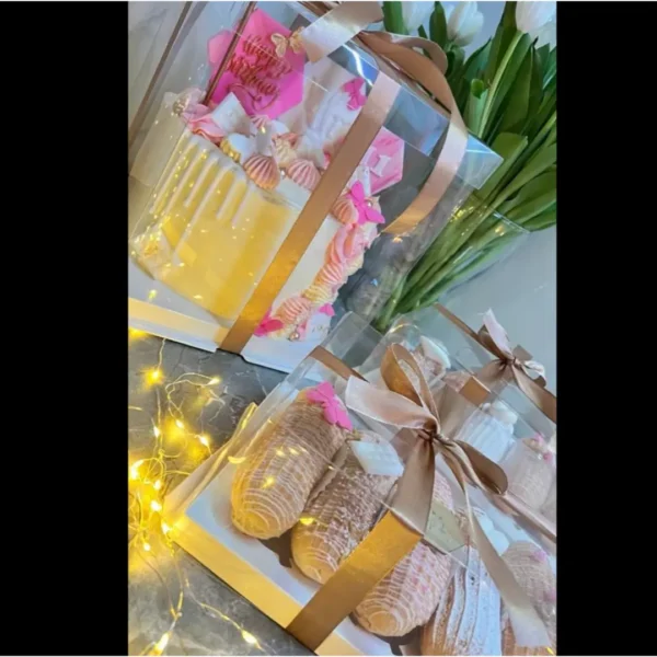 Luxuriöses Geburtstags-Set: Drip Cake & Gebäckbox