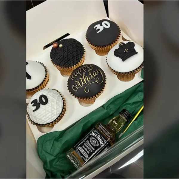 Exklusive Herren-Cupcake-Box in Schwarz & Gold